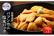 北海道産 バフンウニ 塩水パック 100g×1 雲丹 ウニ うに 新鮮 海産物 冷蔵 濃厚 甘い 国産[№5863-1164]