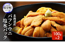 北海道産 バフンウニ 塩水パック 100g×2 雲丹 ウニ うに 新鮮 海産物 冷蔵 濃厚 甘い 国産[№5863-1165]
