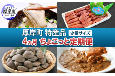 厚岸町 特産品 少量サイズ 4ヵ月 ちょこっと 定期便 【牡蠣 かき むき身 あさり アサリ たらこ タラコ 切子 カレー 魚貝類 海の幸 レトルト】 [№5863-1230]