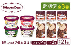 ＜全3回定期便・連続＞ハーゲンダッツ『ミニカップ＆バーセット(合計21個)』アイスクリーム アイス スイーツ デザート_H0026-030
