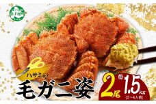 3336. 蟹 毛蟹 2尾 計1.5kg前後 食べ方ガイド・専用ハサミ付 カニ かに 蟹 海鮮 ボイル 送料無料 北海道 弟子屈町