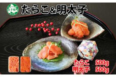 2519.  鱈子 明太子 食べ比べ 2種セット 計1kg たらこ 魚卵 送料無料 北海道 弟子屈町