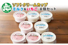 479.ソフトクリーム カップ アイス 食べ比べ 8個 ミルク みるく イチゴ いちご セット 手作り 北海道 弟子屈町