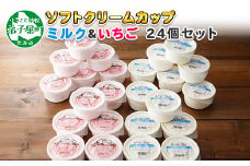 520.ソフトクリーム カップ アイス 食べ比べ 24個 ミルク みるく イチゴ いちご セット 手作り 北海道 弟子屈町