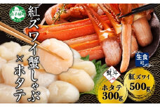 3423. 無地熨斗  紅ズワイ 蟹しゃぶ ビードロ 500g ホタテ 300g 生食 紅ずわい ズワイガニ ずわいがに カニしゃぶ 蟹 カニ ほたて 帆立 貝 貝柱 しゃぶしゃぶ 鍋 セット ズワイ ずわい カット済 熨斗 のし 名入れ不可 送料無料 北海道 弟子屈町