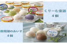 3274.くりーむ童話・摩周湖のあいすアイスクリーム食べ比べセット（8個入）