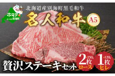 贅沢ステーキセット 計 620g 北海道 別海町産 黒毛和牛「 名人和牛」 A5クラス （ロースステーキ250ｇ×2枚、ヒレステーキ120ｇ×1枚）【TB0000005】（北海道 別海町 肉 黒毛和牛 ステーキ ふるさと納税 ふるさとチョイス ふるさと納税 仕組み キャンペーン 限度額 計算 ランキング やり方 シミュレーション チョイス チョイスマイル ）
