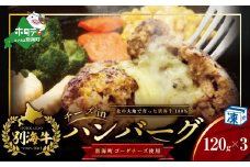 【別海牛100%と別海町ゴーダチーズ】チーズがとろける!別海チーズインハンバーグ(120g×3個)【ND0000067】（ ふるさと納税 ハンバーグ 牛ハンバーグ 牛100% 牛肉100% 牛肉 牛 肉 お肉 おにく にく チーズ ちーず ゴーダチーズ 北海道 北海道産 国産 別海町 別海町産 ふるさとチョイス ふるさと納税 仕組み キャンペーン チョイス チョイスマイル ）