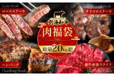 別海和牛肉福袋総量 2.0kg超（和牛赤身肉スライス500g ハンバーグ980g（140g×7個） サイコロステーキ500g ロースステーキ500g）【FF0000047】（ふるさと納税 肉 定期便 北海道 別海町産 黒毛 和牛）