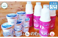 【定期便：全3回】 のむヨーグルト900ml×4本 食べるヨーグルト8個 のむヨーグルト ヨーグルト 乳製品 健康 善玉菌 整腸 無添加 定期便 3ヶ月 月1回 朝食 スイーツ ふるさと納税 北海道 中標津町 中標津【1102001】