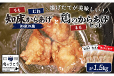 揚げるタイプ 知床からあげ 知床の塩 もも肉 むね肉 鶏のからあげ 1.5kgセット | オンライン申請 ふるさと納税 北海道 中標津 唐揚げ 全3種 500g×各1パック 知床 塩 鶏 時短 調理 ザンギ おかず 惣菜 弁当 専門店 店の味 お取り寄せ ワンストップ マイページ 肉のさとう 中標津町【3501601】