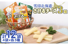 雪印 北海道 さけるチーズ ３種 セット オンライン 申請 ふるさと納税 北海道 中標津  ローストガーリック コンソメ スモーク チーズ 乳製品 クセになる おやつ おつまみ おかず 食べ比べ 中標津町【14042】