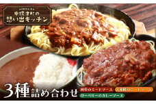 標津の想い出キッチン 「河亭のミートソース」「やまやのミートソース」「ぴーべりーのカレーソース」 3種詰め合わせ 150g×各1袋 | オンライン申請 ふるさと納税 北海道 中標津 ミート カレー ソース レトルト パック 計3袋 牛 豚 肉  時短 料理 レストラン 中華料理店 喫茶店 お取り寄せ ワンストップ マイページ 河亭 やまや ぴーべりー なかしべつ観光協会 中標津町【32023】