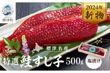 ＜令和6年新物＞特選　すじ子　500g いくら イクラ 筋子 北海道 人気 おすすめ 鮭 魚卵 天然【1565547】