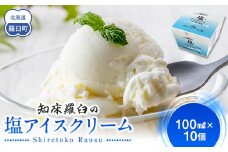 知床の塩アイスクリーム 10個 知床 しれとこ 羅臼 らうす 北海道 世界自然遺産 送料無料 人気 海洋深層水 塩 スイーツ スウィーツ クリスマス バニラ お菓子 家族 アイス 生産者 支援 応
