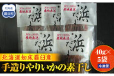北海道知床羅臼産 無添加手造りやりいかの素干し 40g×5袋 生産者 支援 応援