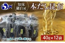 羅臼昆布だし用小分け昆布12袋セット(40g×12袋)北海道　知床　羅臼産　生産者 支援 応援