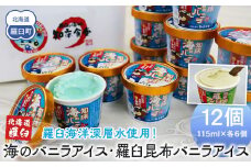 羅臼海洋深層水使用！ 海のバニラアイス・羅臼昆布バニラアイス 12個セット  アイスクリーム スイーツ デザート 夏 北海道 羅臼町 知床 生産者 支援 応援