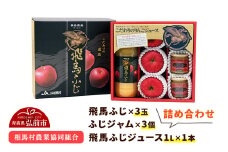 【25年11月～発送】りんご（飛馬ふじ×3玉）・無添加飛馬ふじジュース（1L×1本）・ふじジャム（3個）詰め合わせ JA相馬村【レビューキャンペーン】