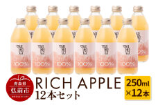 りんごジュース RICH APPLE 12本セット（250ml×12本）【レビューキャンペーン】