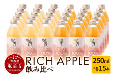 りんごジュース RICH APPLE 飲み比べ 30本セット（250ml×30本）【レビューキャンペーン】