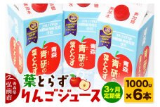 《定期便3ヶ月》葉とらず りんごジュース（1000g×6本セット）青研 ためのぶストア【レビューキャンペーン】