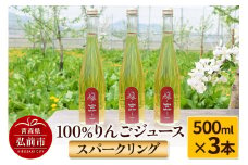スパークリング100％りんごジュース（3本入り） りんご果汁100％ リンゴ 果汁 林檎 飲料 アップル 果物 フルーツ 青森 飲み物 ドリンク【レビューキャンペーン】