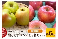 【25年11月～発送】りんご 葉とらず サンふじ ＆ 名月 セット 約6kg カワムラファーム 贈答用【先行受付】 青森 果物 フルーツ 林檎 リンゴ くだもの 予約【レビューキャンペーン】