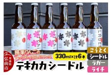 摘果りんごのアップサイクルドリンク テキカカシードル（シードル×2 、ライチ×2、こうとく×1、ラガー×1） 各330ml 計6本 お酒 青森 弘前 林檎 リンゴ【レビューキャンペーン】