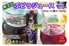 ぶどうジュース 紙パック 1L×4本入り 化粧箱入り 無添加 ストレート果汁100％ スチューベンジュース 青森県産【レビューキャンペーン】