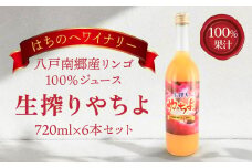 八戸南郷産リンゴ100％ジュース720ml×６本入り 生絞り やちよ