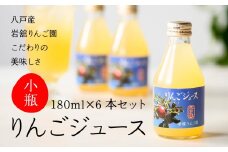 八戸産 岩舘りんご園の小瓶りんごジュースセット 180ml×6本 青森県 八戸市