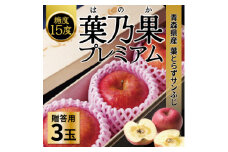 糖度15度以上!高級 贈答用葉とらずりんご(サンふじ)3玉 化粧箱付き【1520642】