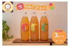 青森 りんごジュース 1L×3本 りんご 果汁 100％ ストレート あまい 飲み比べ 詰め合わせ セット