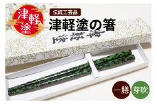 津軽塗箸 一膳【芽吹】緑・黒