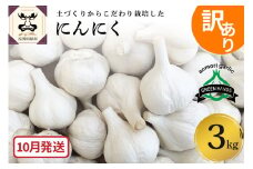 【先行受付】【10月発送】　訳あり 青森県産 にんにく3kg（1kg×3）