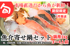 【期間限定】3月発送開始　旬の魚介類寄せ鍋セット【3～4人前】