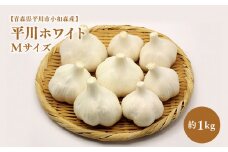 2025年産　出荷予定：7月下旬～2/28【青森県平川市小和森産】平川ホワイト Mサイズ 約1kg ホワイト六片種 ホワイト6片種 にんにく ニンニク ガーリック 青森県 平川市 小和森産 小山内組 野菜 白にんにく 白ニンニク 平川市産 