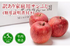 年内発送 【訳あり】家庭用サンふじ約5kg（糖度証明書付き） 【青森県 平川市 那由多のりんご園】家庭用 青森 青森県産 平川 りんご リンゴ 林檎 くだもの 果物 フルーツ ふじ