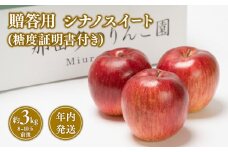 【10~12月発送】贈答用シナノスイート約3kg（糖度証明書付き)　【青森県 平川市 那由多のりんご園】贈答 青森 青森県産 平川 りんご リンゴ 林檎 くだもの 果物 フルーツ 