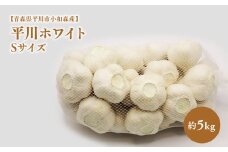 2025年産　出荷予定：7月下旬～2/28【青森県平川市小和森産】平川ホワイト Sサイズ 約5kg ホワイト六片種 ホワイト6片種 にんにく ニンニク ガーリック 青森県 平川市 小和森産 小山内組 野菜 白にんにく 白ニンニク 平川市産 