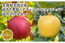 ≪12月上旬頃より発送≫青森県産 訳あり 葉とらずサンふじ・シナノゴールド 詰め合わせセット 約3kg【青森県 平川市 なるみ農園】家庭用 訳アリ 青森 青森県産 平川 りんご リンゴ 林檎 くだもの 果物 フルーツ