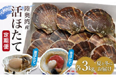 ＜定期便＞夏と冬 旬の活ほたて 食べ比べ 各３kg【平内町漁業協同組合】 ホタテ ほたて 帆立 活ホタテ 生ほたて 貝 貝柱 殻付き ほたて広場 魚介 青森 青森県 東北 むつ湾 陸奥湾 漁協 海鮮 BBQ バーベキュー F21J-165
