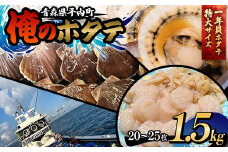 「俺のホタテ」 1年貝ホタテ特大サイズ 1.5kg ホタテ ほたて 帆立 活ホタテ 貝柱 殻付き 魚介 魚貝 魚貝類 青森 青森県 東北 平内 むつ湾 F21J-242