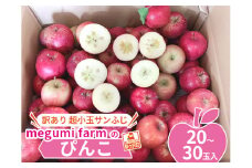 青森県鰺ヶ沢町産りんご megumi farmのぴんこ【訳あり 超小玉サンふじ】（20～30玉入） 果物類 フルーツ 産地直送 世界自然遺産りんご飴 甘口 安全 安心 
