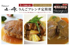 【3ヶ月連続お届け】【長谷川自然牧場産豚肉使用】【お家レストラン】りんごフレンチ定期便(ハンバーグ/りんご果汁煮込み/フレンチ和風どんぶり各3パック×3ヶ月)