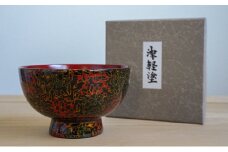 [№5554-0113]津軽塗　汁椀1客・唐塗 黒口呂上