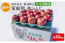 [№5554-0203]【 農家直送 数量限定 】 11～12月発送 家庭用 サンふじ 約 10kg 【 訳あり 】 果物 フルーツ 青森りんご シャキシャキ