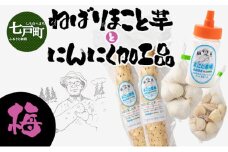 ねばりまこと芋とにんにく加工品 梅【国産 長芋 にんにく 粉末 詰め合わせ セット 贈り物 ギフト プレゼント 東北 青森県 七戸町 送料無料】【02402-0324】