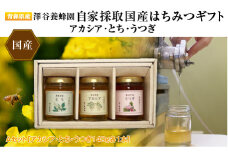 【青森県産】澤谷養蜂園　自家採取国産はちみつギフトAセット(アカシア・とち・うつぎ140g各1本)